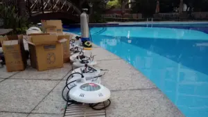 luminária rbg para piscina